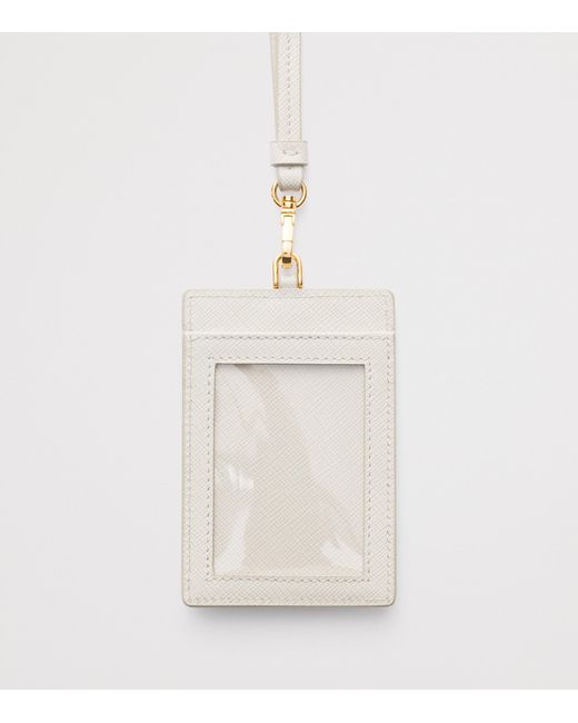 Prada White Saffiano Leather Luggage Tag