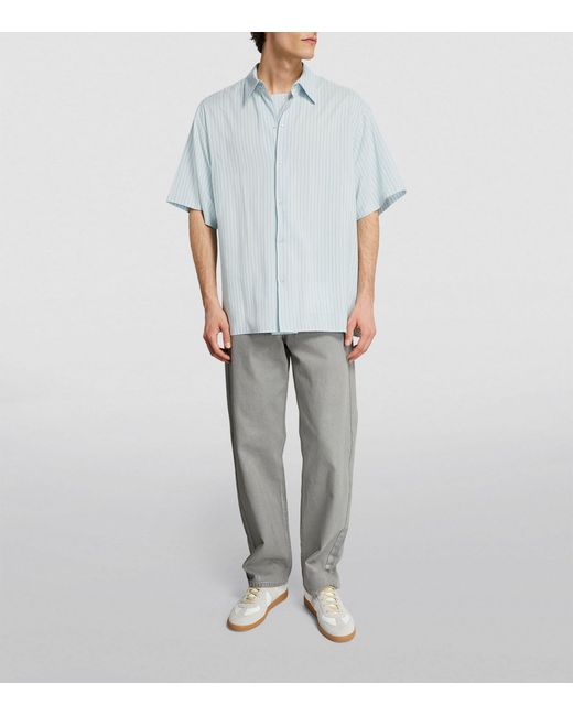 Lanvin Blue Striped Pea Shirt for men