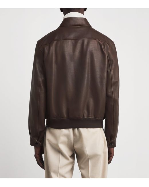 Ralph Lauren Brown Leather Everett Flight Jacket for men