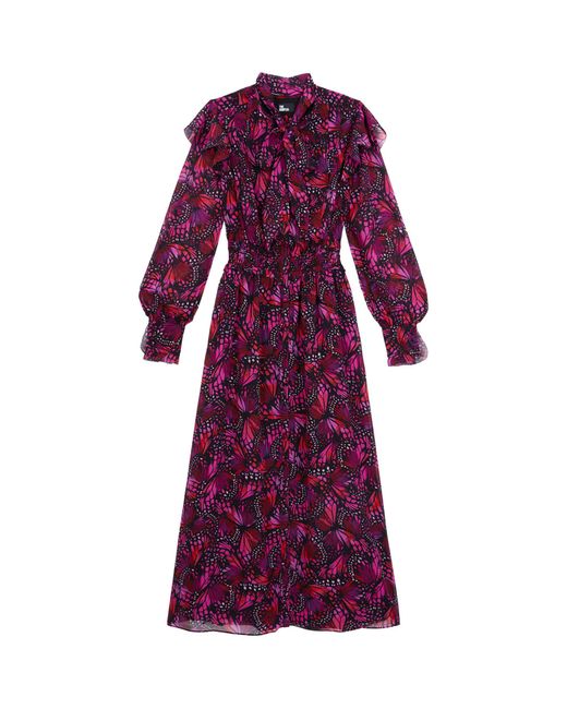 The Kooples Purple Butterfly Print Maxi Dress