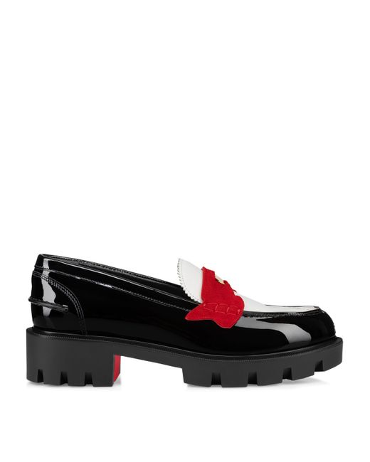 Christian Louboutin Black Penny Lug Donna Patent Leather Loafers