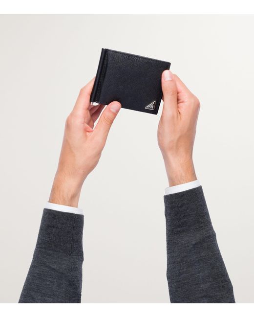 Prada Black Saffiano Leather Bi-Fold Wallet for men