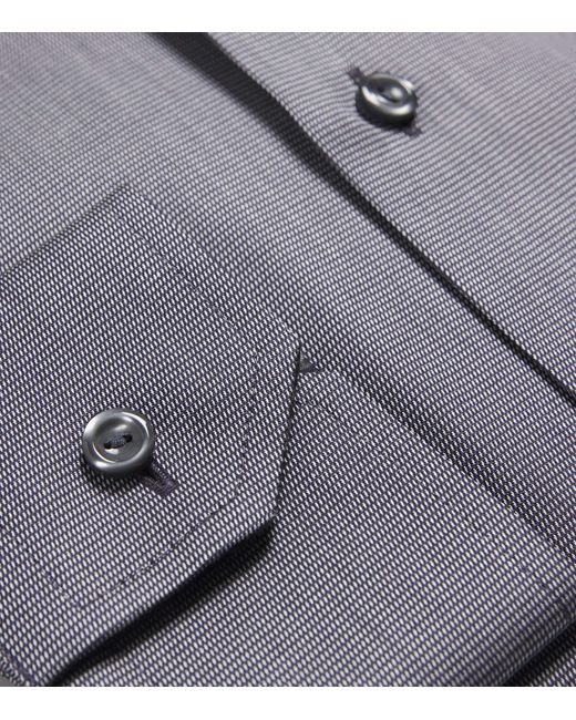 Eton of Sweden Blue Cotton Twill Puppytooth Slim Shirt for men