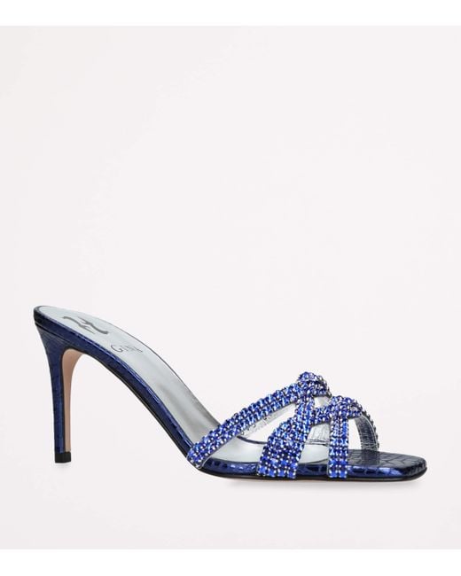 Gina Blue Crystal-Embellished Loie Mules 85