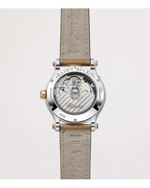 Chopard Metallic Stainless Steel And Diamond Happy Sport Watch