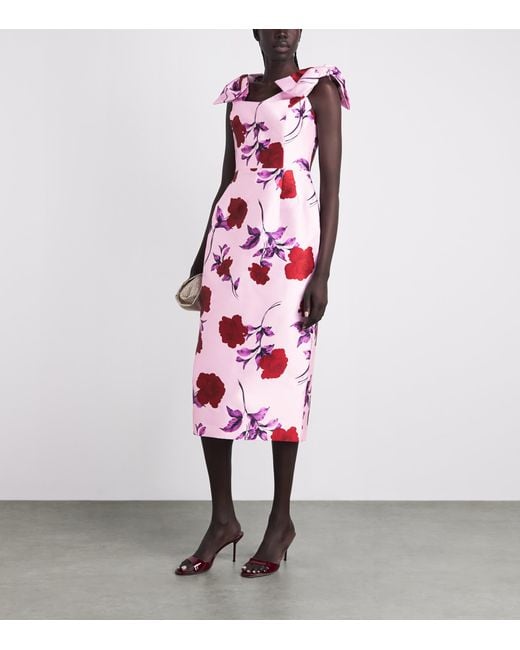 Rebecca Vallance Pink Off-Shoulder Melora Midi Dress