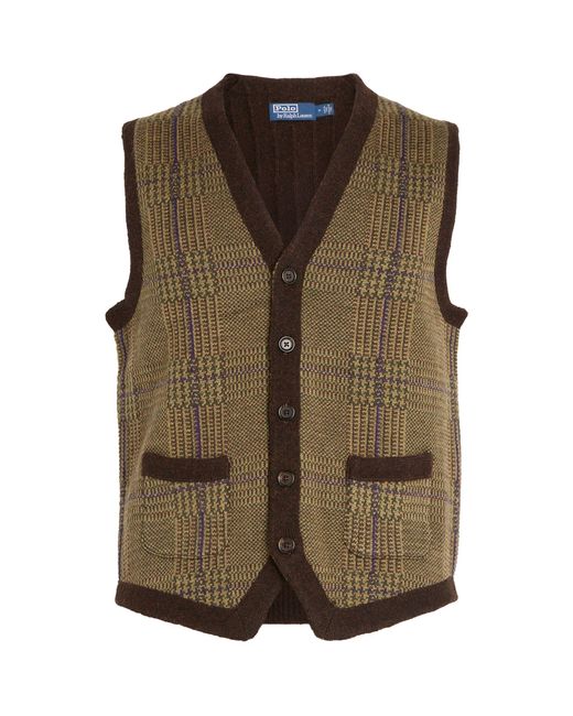 Polo Ralph Lauren Brown Wool Tweed Sweater Vest for men