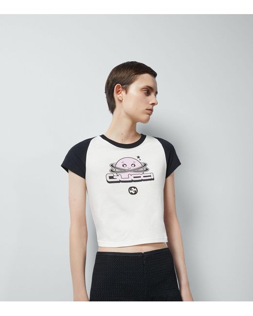 Gucci White Cotton Jersey Short Sleeved T-shirt