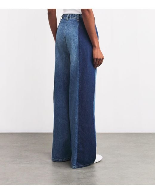 Sandro Blue Wide-Leg Pleated Jeans