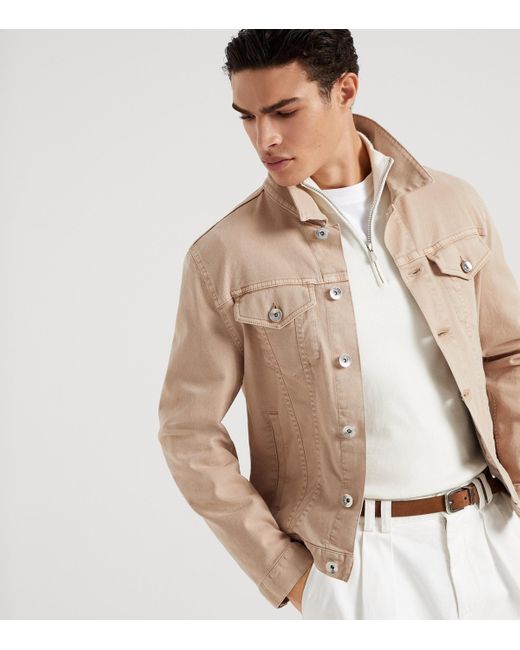 Brunello Cucinelli White Cashmere Half-Zip Sweater for men