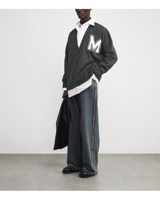 MM6 by Maison Margiela Black Wool Varsity Cardigan for men
