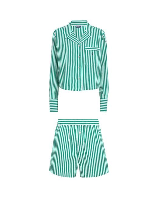 Polo Ralph Lauren Green Cotton Stripe Pyjama Set