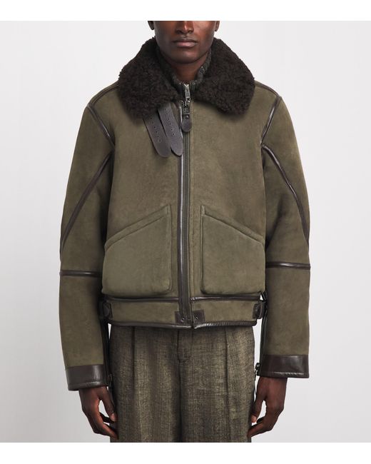 Polo Ralph Lauren Green Shearling Flight Jacket for men