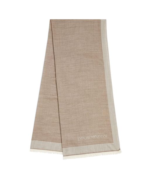 Emporio Armani Natural Wool-silk Fringed Scarf for men