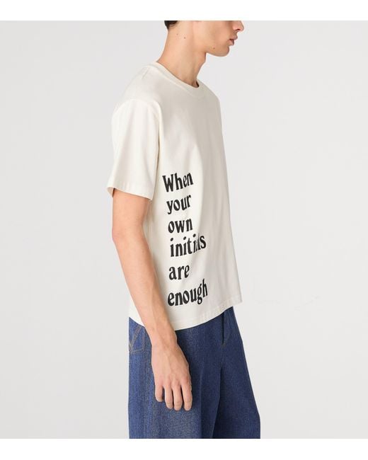 Bottega Veneta White Pima Cotton Print T-Shirt for men