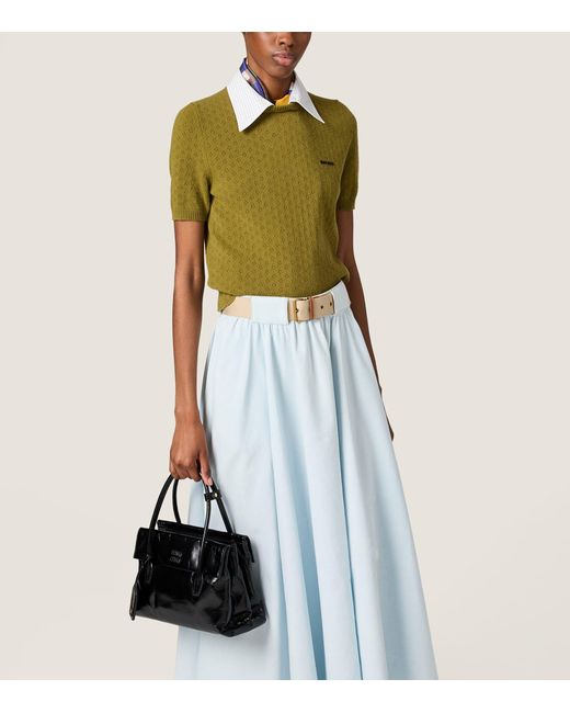 Miu Miu Green Cashmere Detachable-Collar Sweater