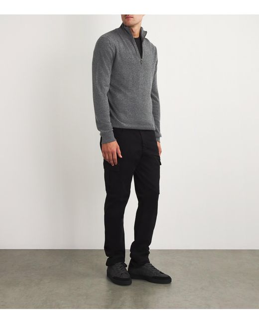 Falke Gray Cashmere Zipped Sweater for men