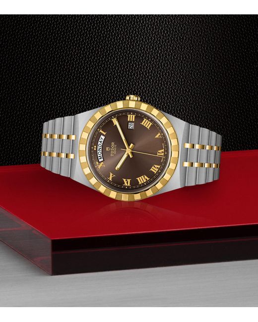 Tudor Metallic Royal Day And Date Stainless Steel And Yellow Gold Watch 41mm for men