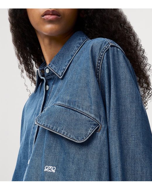 Loewe Blue Drawstring-Hem Denim Shirt