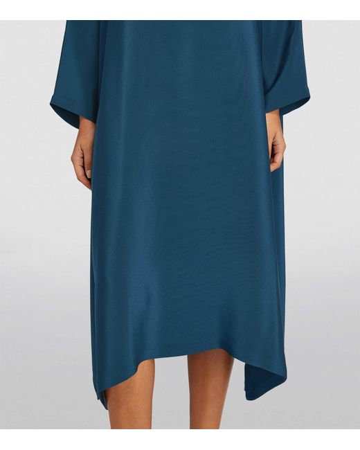 Eskandar Blue Silk A-line Midi Dress