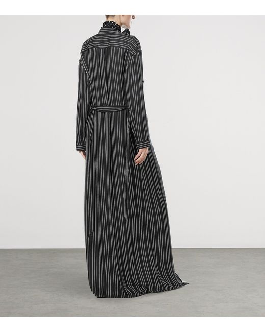 Tom Ford Black Silk Stripe Maxi Shirt Dress