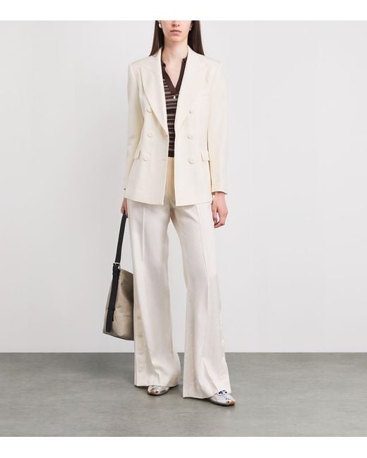 Sandro White Double-Breasted Blazer