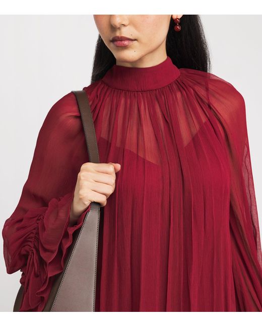 Staud Red Chiffon Roux Mini Dress