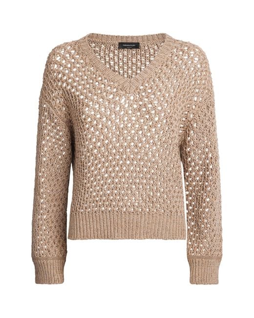 Fabiana Filippi Natural Cotton-Blend V-Neck Sweater