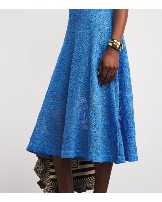 Maje Blue Guipure Lace Midi Dress