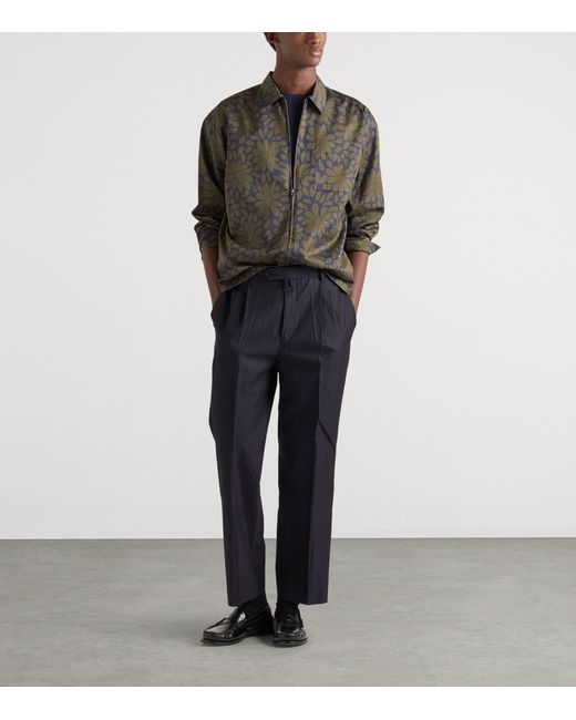 Prada Gray Cotton-Silk Zip-Up Shirt for men
