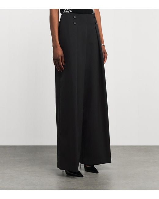 Claudie Pierlot Black Pleated Wide-Leg Trousers