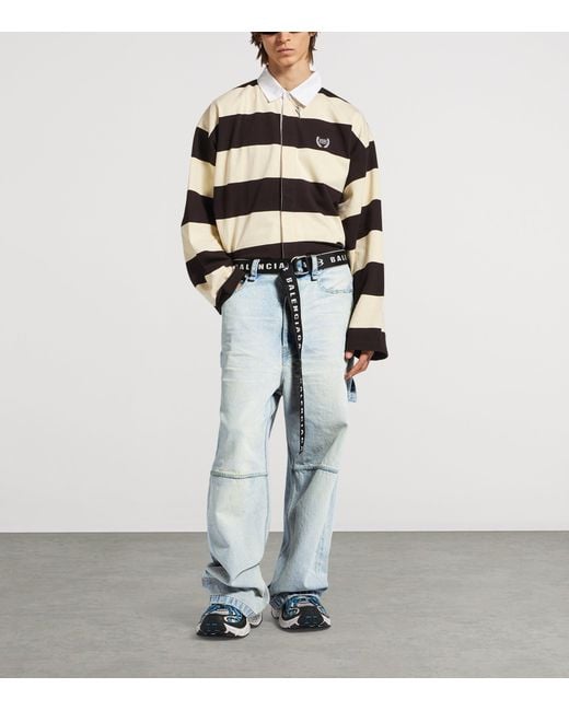 Balenciaga Blue Belted Wide-Leg Jeans for men