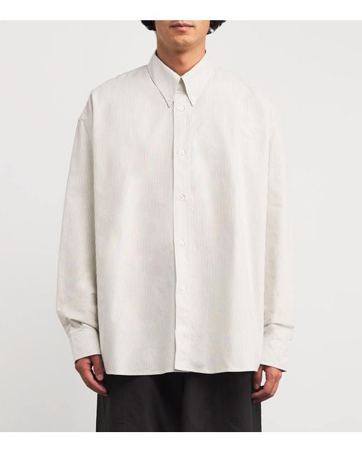 Studio Nicholson White Cotton Stripe Oversized Ruskin Shirt for men