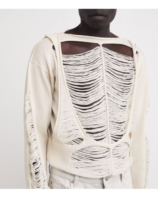 Rick Owens White Wool Distressed Sweater for men