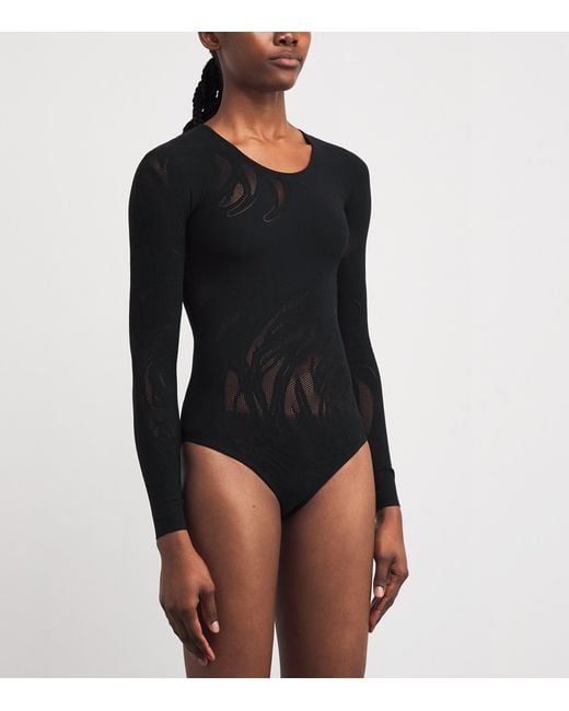 Wolford Black Net Rose Bodysuit