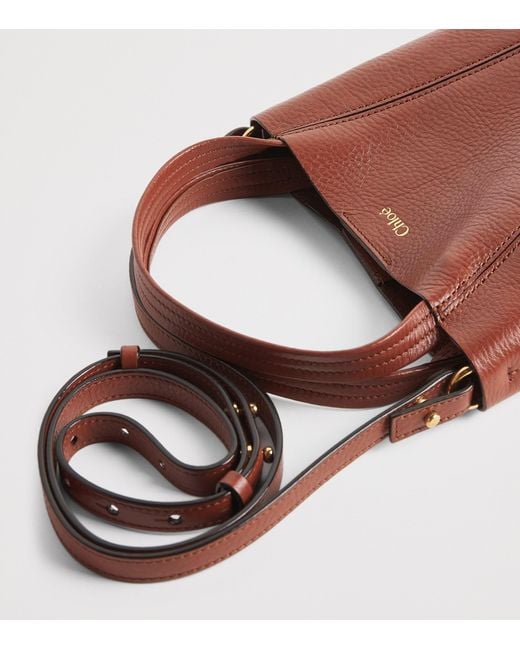 Chloé Brown Small Leather Spin Tote Bag