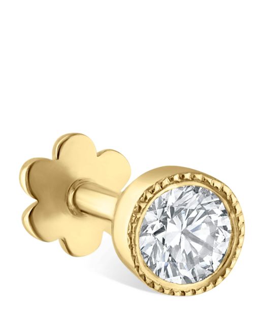 Maria Tash Metallic Scalloped Set Diamond Threaded Single Stud Earring