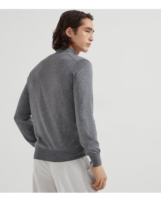 Brunello Cucinelli Gray Cashmere-Silk Cardigan for men