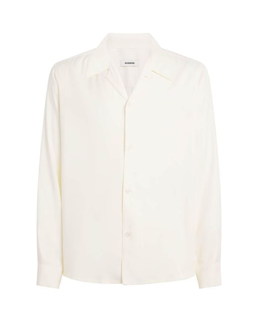 Sandro White Notched-Collar Shirt for men