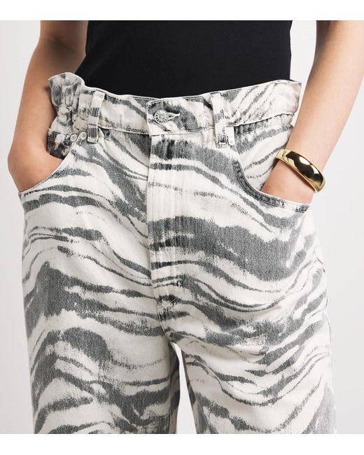 Agolde White Printed Lyonne Wide-Leg Jeans