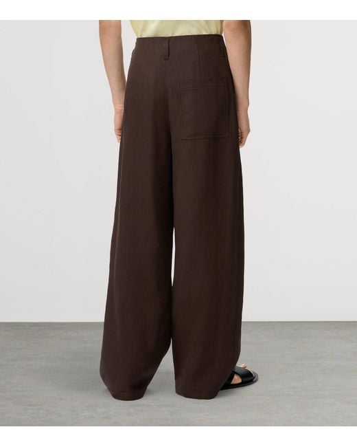 Loewe Brown X Paula's Ibiza Linen-Cotton Pleated Wide-Leg Trousers for men