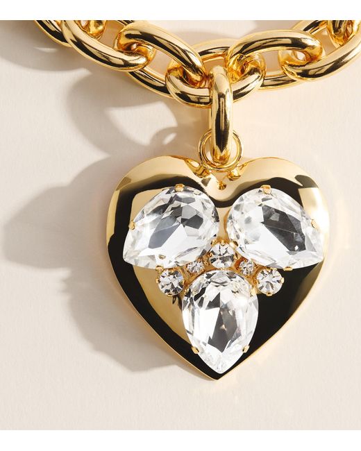 Alessandra Rich Metallic Heart Pendant Necklace