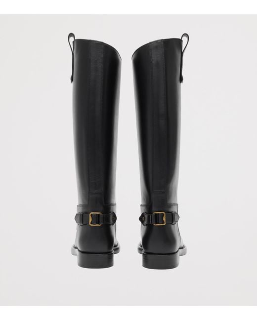 Burberry Black Calf Leather Cavalier Knee-High Boots