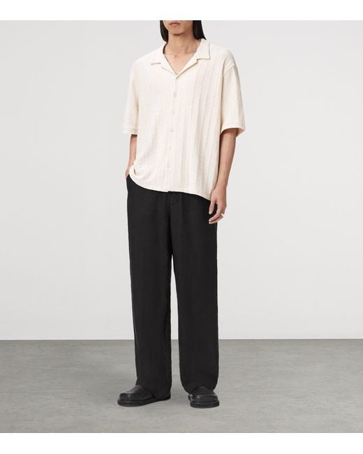 AllSaints Black Linen Sharp Trousers for men