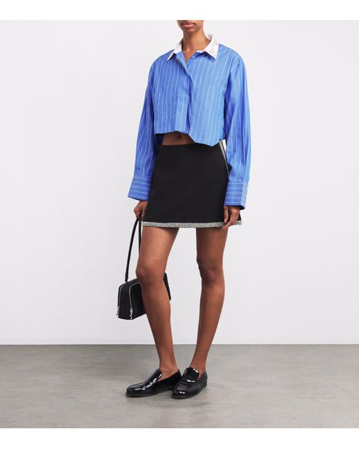 Sandro Blue Cotton Beaded Cropped Shirt