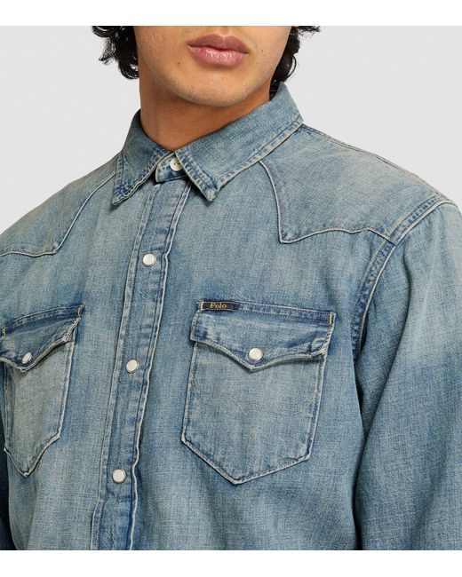 Polo Ralph Lauren Blue Denim Western Shirt for men