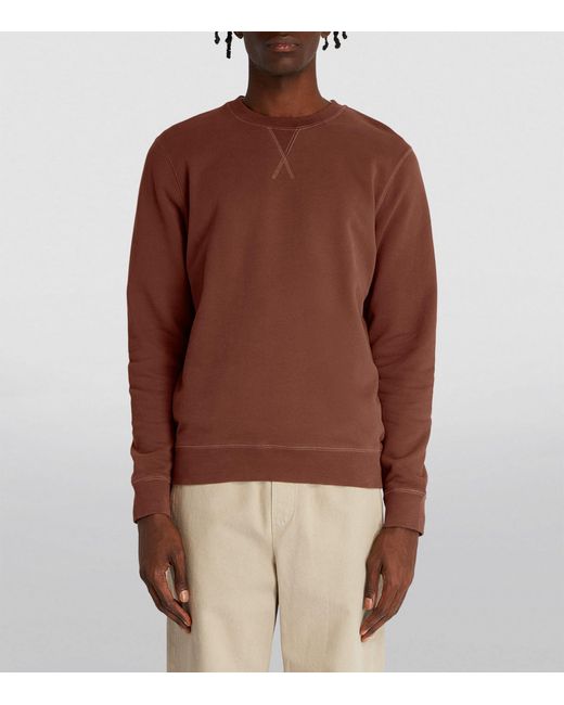 Sunspel Brown Cotton Loopback Sweatshirt for men