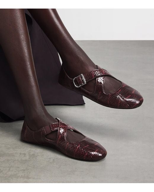 Alaïa Red Snakeskin Criss-Cross Ballet Flats