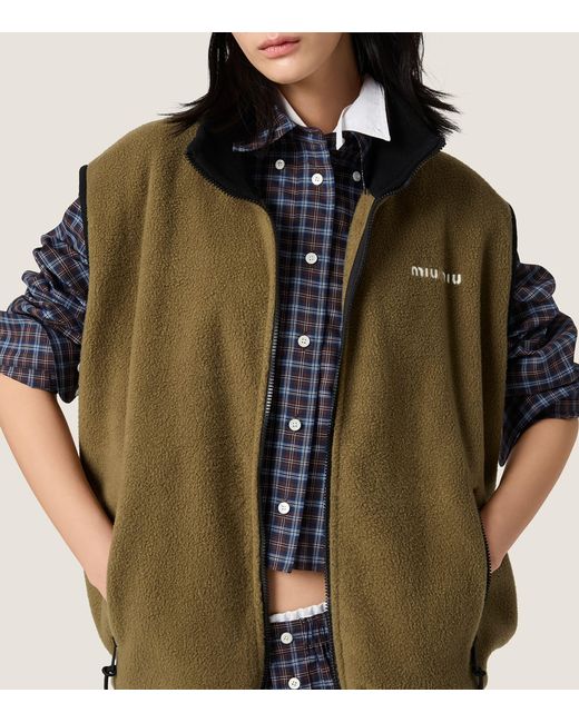 Miu Miu Green Fleece Jersey Gilet