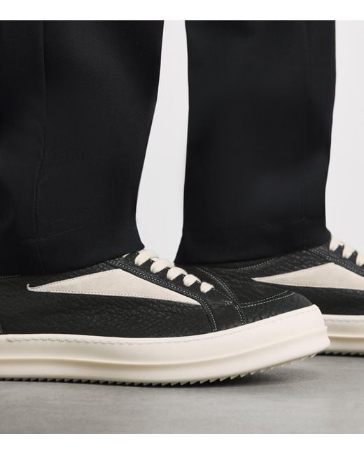 Rick Owens Black Leather Vintage Sneakers for men